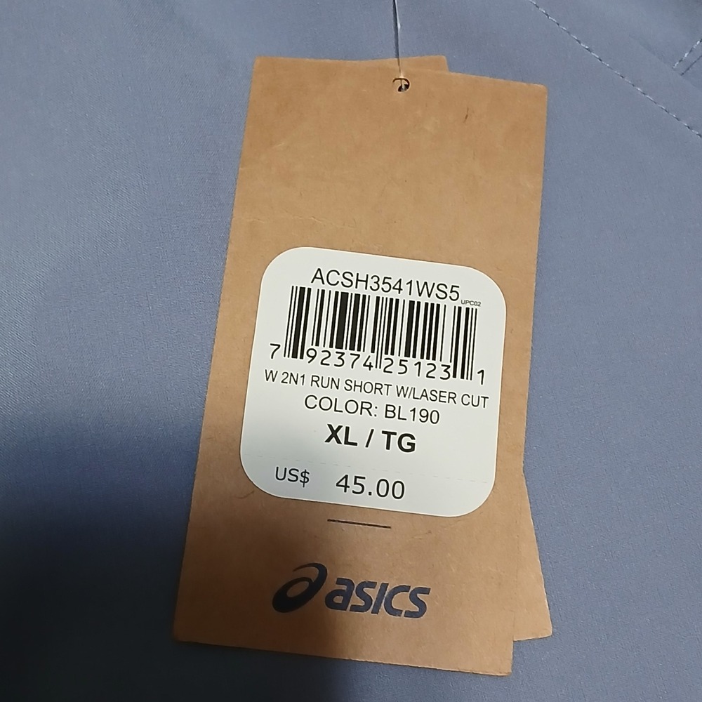 ASICS Women's 2N1 Run Shorts XL Blue Lined Running Athletic Laser Cut - Picture 4 of 9